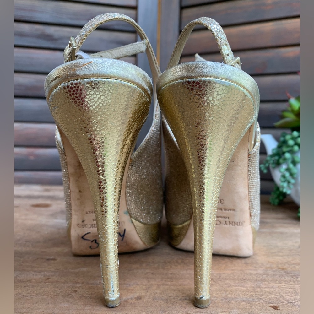 Jimmy Choo Nova Platform Peep Toe Shoes 9 - Picture 3 of 11
